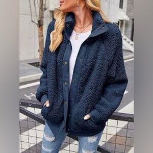 NWOT SIZE S Stylish Navy Teddy Jacket for Women